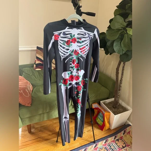Boys Girls Halloween Jumpsuit Bodysuit 3D Graphic Skull Skeleton kids 9-12 yrs - Picture 7 of 13